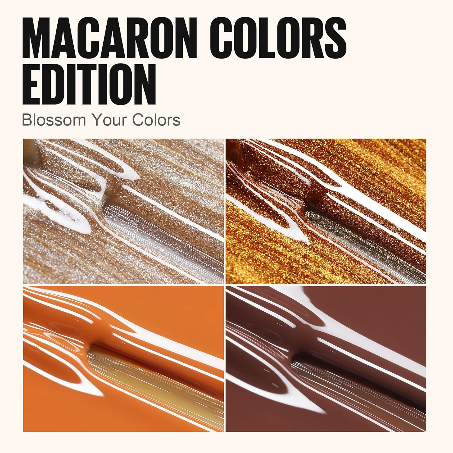 TOMICCA Gel Nail Polish Kit, 4 Colors Autumn Fall Brown Gold Glitter Orange Gel Polish Set Soak off Nail Gel Nail Art DIY Manicure Salon Gifts for Women Girl DIY Home, 8ML - Brown Gold Set image number 3