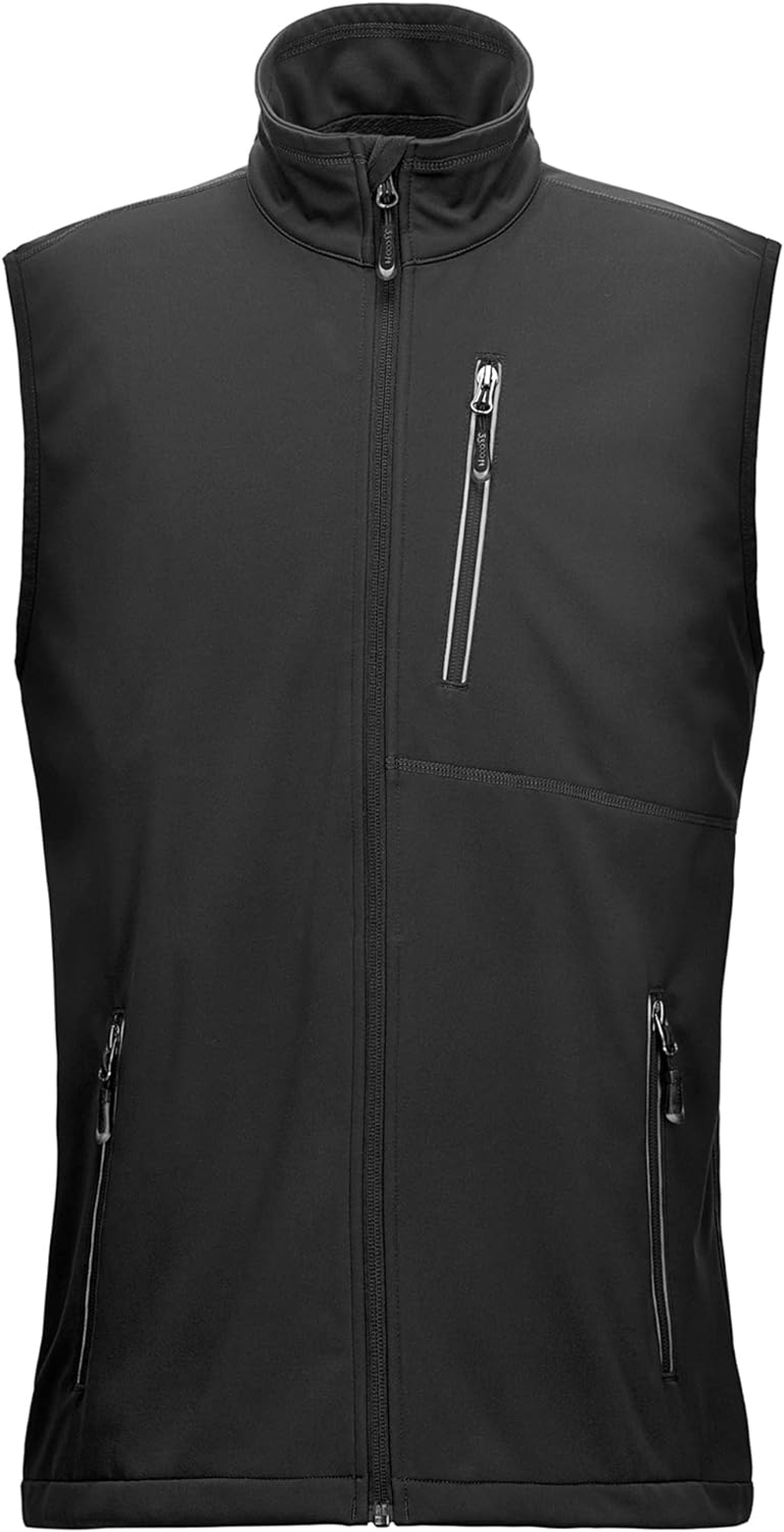 33,000Ft Men'S Lightweight Softshell Gilet, Windproof Warm Outerwear Vest Reflective Sleeveless Jacket for Cycling Running Hiking Golf Work