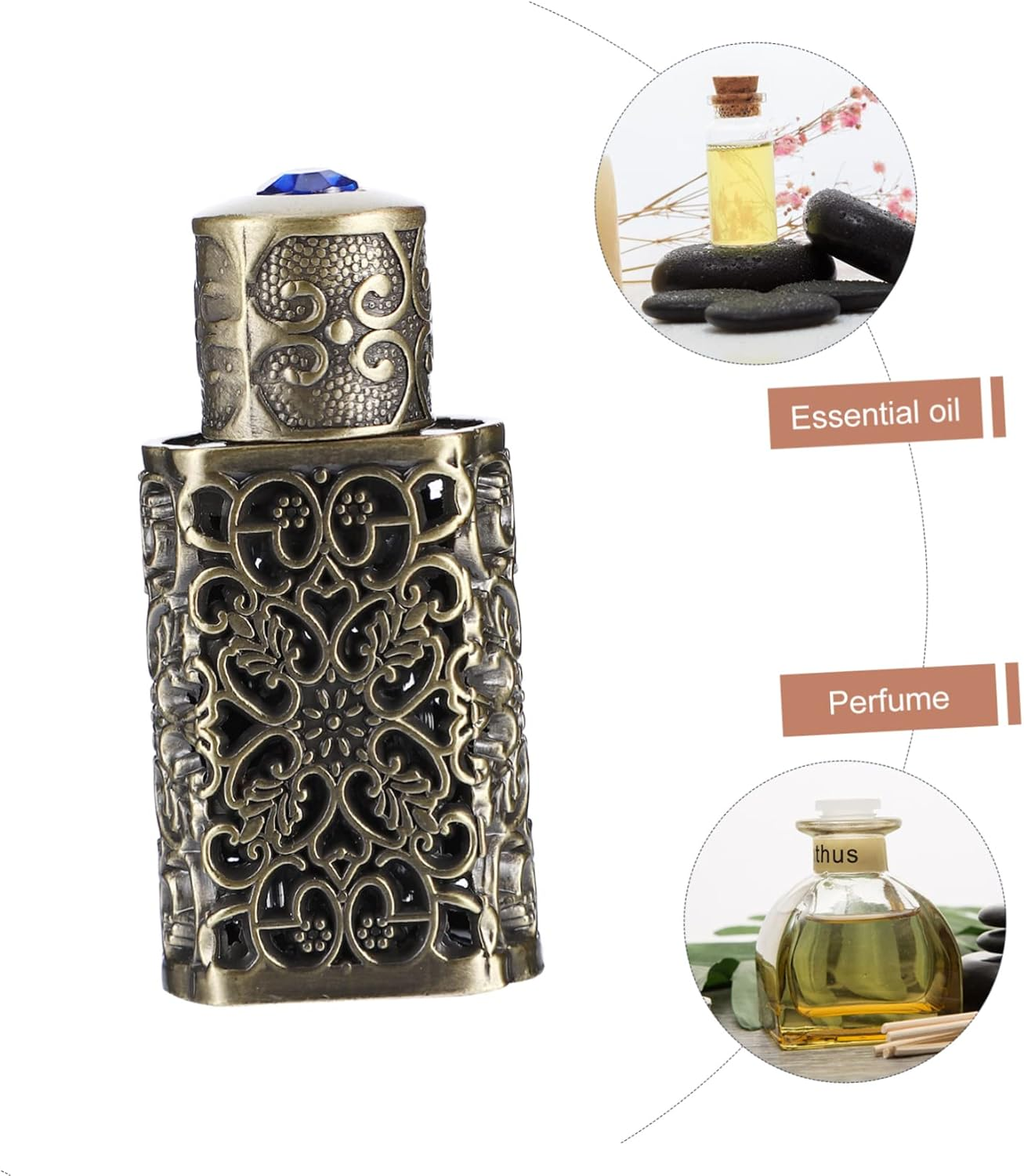 2Pcs 3Ml Essential Oil Perfume Bottle Mini Spray Bottle Travel Portable Leak-Proof Engraved Metal Glass image number 6