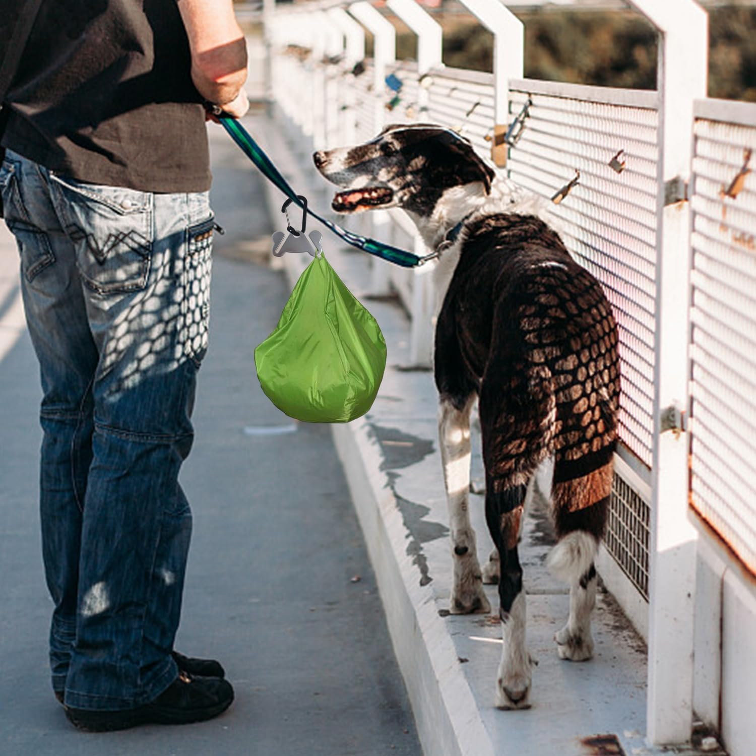 UDNFHL Pack of 2 Metal Pet Bin Bag Holders, 2 Pieces Plastic Whistle, with Carabiner, Reusable, Dog Bag Clip. image number 2