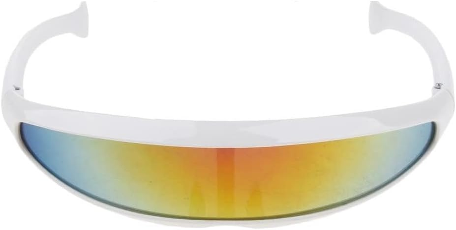 Futuristic Narrow Cyclops Sunglasses Robot Space Costume Color Mirrored Lens(Color White) image number 3