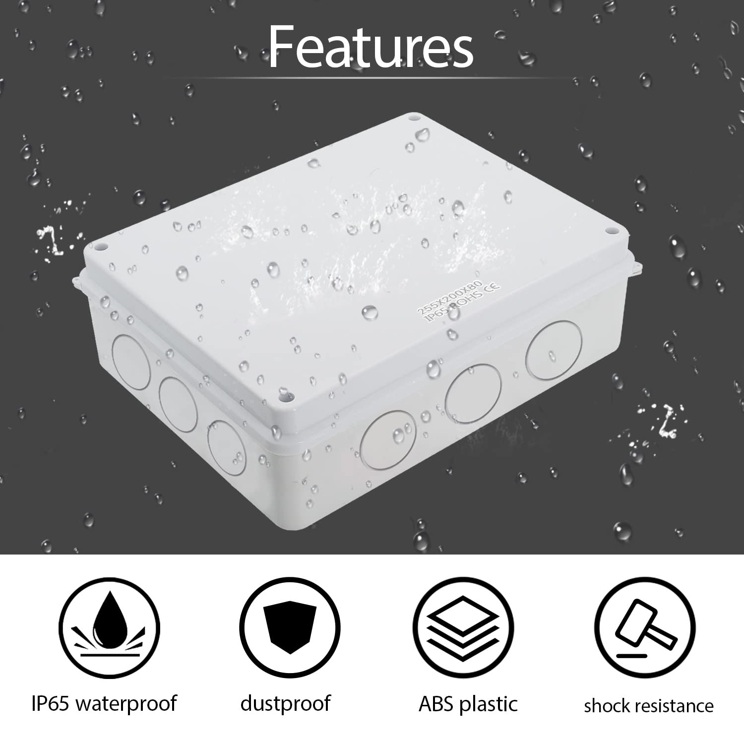 Lemotech Junction Box, Electrical Box IP65 Water Resistant Dustproof ABS Plastic Project Enclosure for Electronics White 10 X 7.9 X 3.1 Inch image number 4
