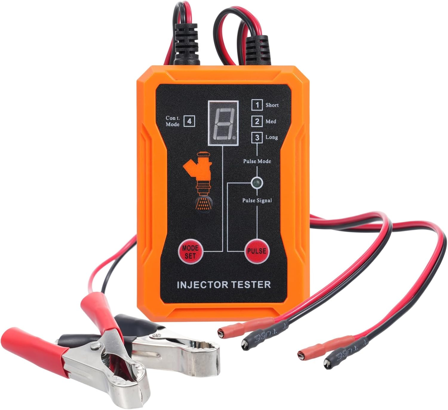 Pyhodi Fuel Injector Tester, 8 Pulse Modes, Universal DIY Fuel Injector Cleaner Kit with 4 Adapters, Test Two Injectors Simultaneously, for Almost All Vehicle Models with Short Circuit (Orange) - Orange image number 3