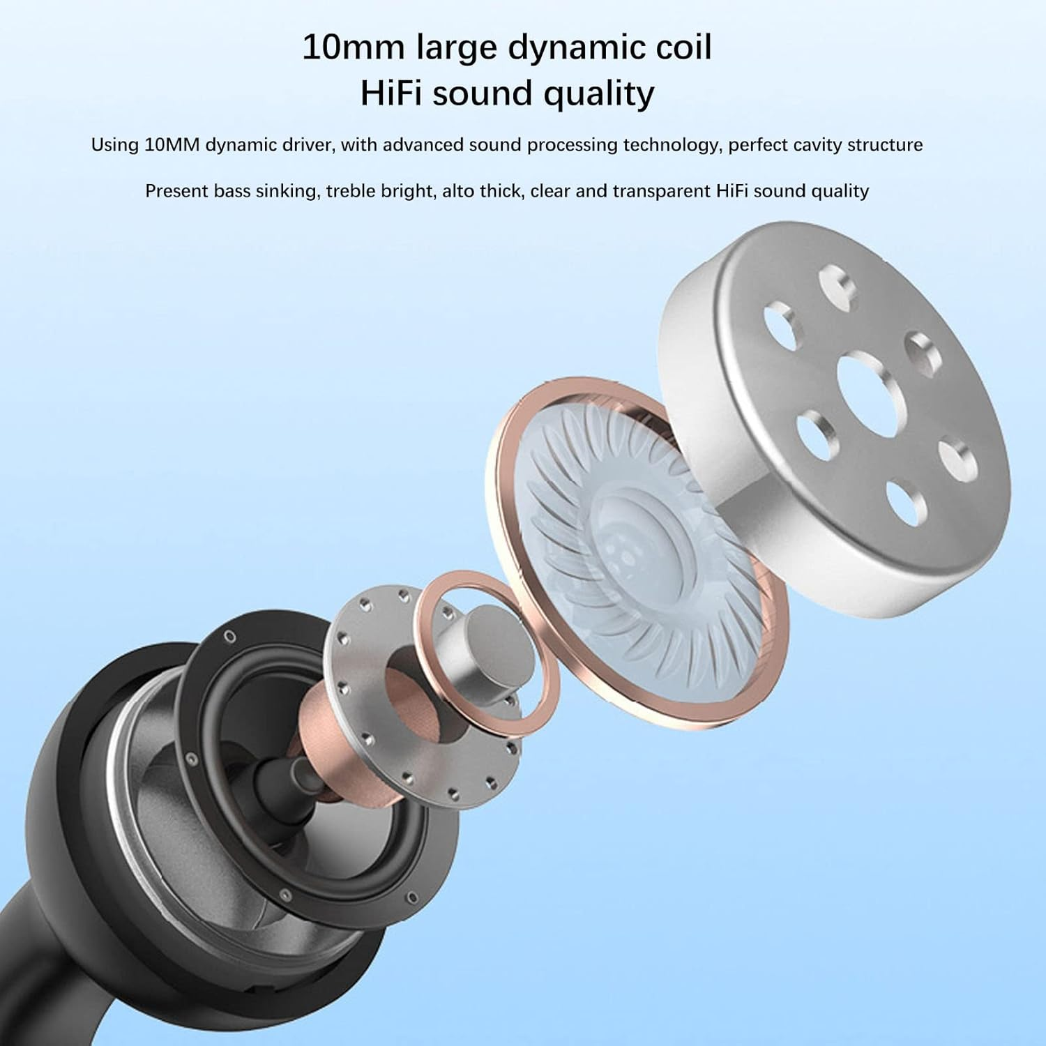 Clip on Bluetooth Headphones, Open Ear Headphones Wireless Bluetooth 5.3 Sports Earbuds Hifi Sound Touch Control for Driving Business Sports (Black) image number 6