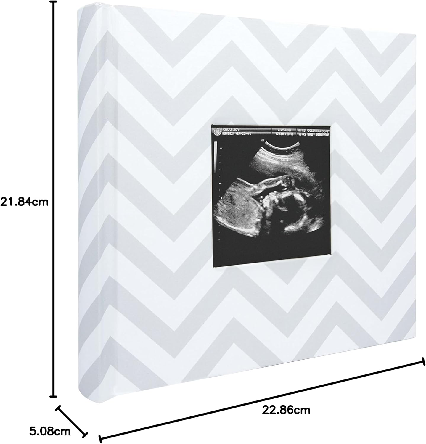 Pearhead Baby Photo Album for Baby Girl or Baby Boy, Gender Neutral Baby Memory Book, Baby Shower, Gray Chevron image number 3