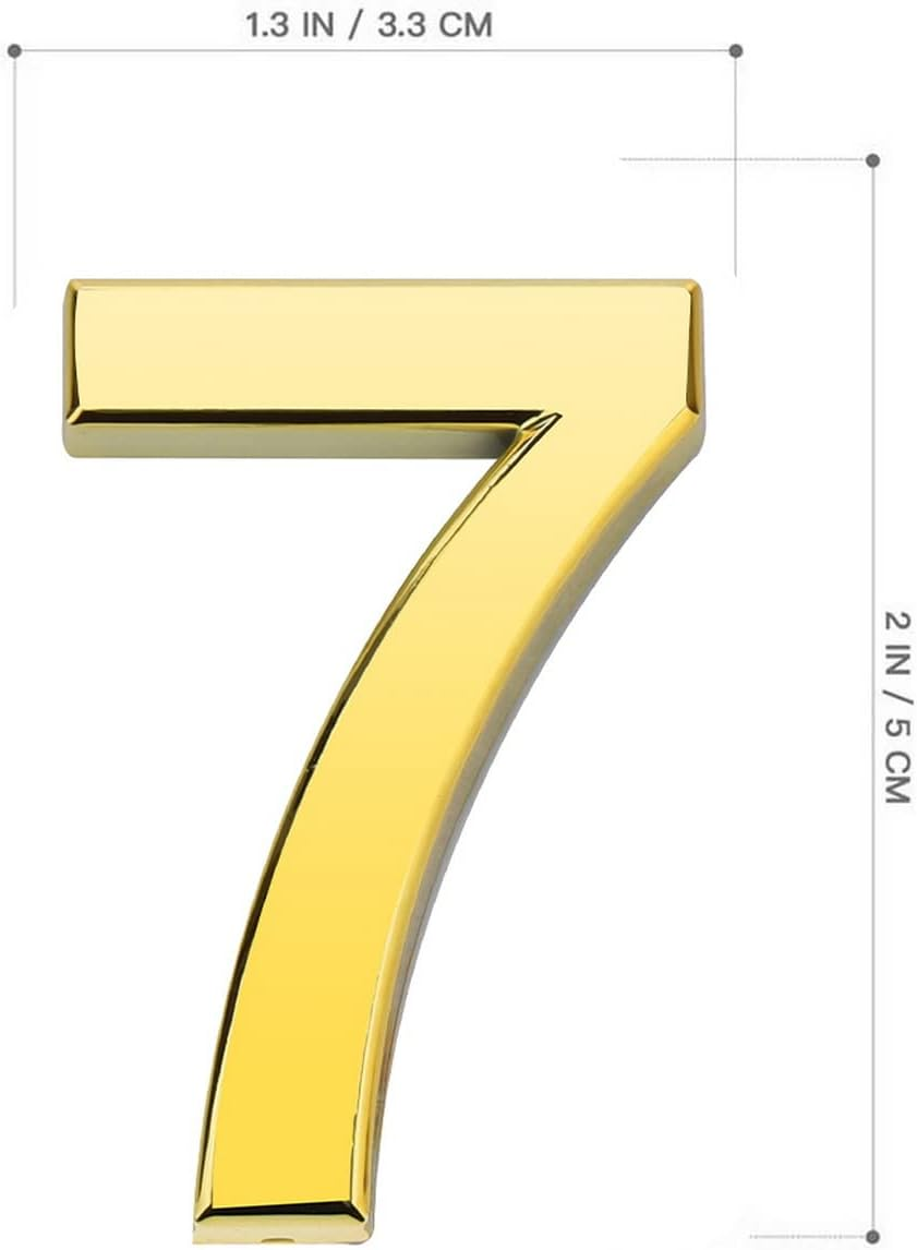Woration 10 Pcs Mailbox Numbers 0-9 Self-Adhesive 2 Inch Stickers Door Address Number Signs for Hotel Room Apartment Office Residence House Cars Trucks Gold Decoration Project image number 3