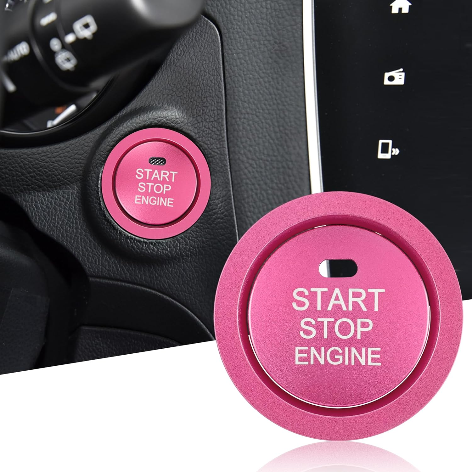 TOMALL Aluminum Engine Start Stop Push Button Cover Trim Compatible with Subaru Forester Legacy Impreza Outback Ascent BRZ XV Car Engine Ignition Start Button Cap Surrounding Trim Ring (Blue)