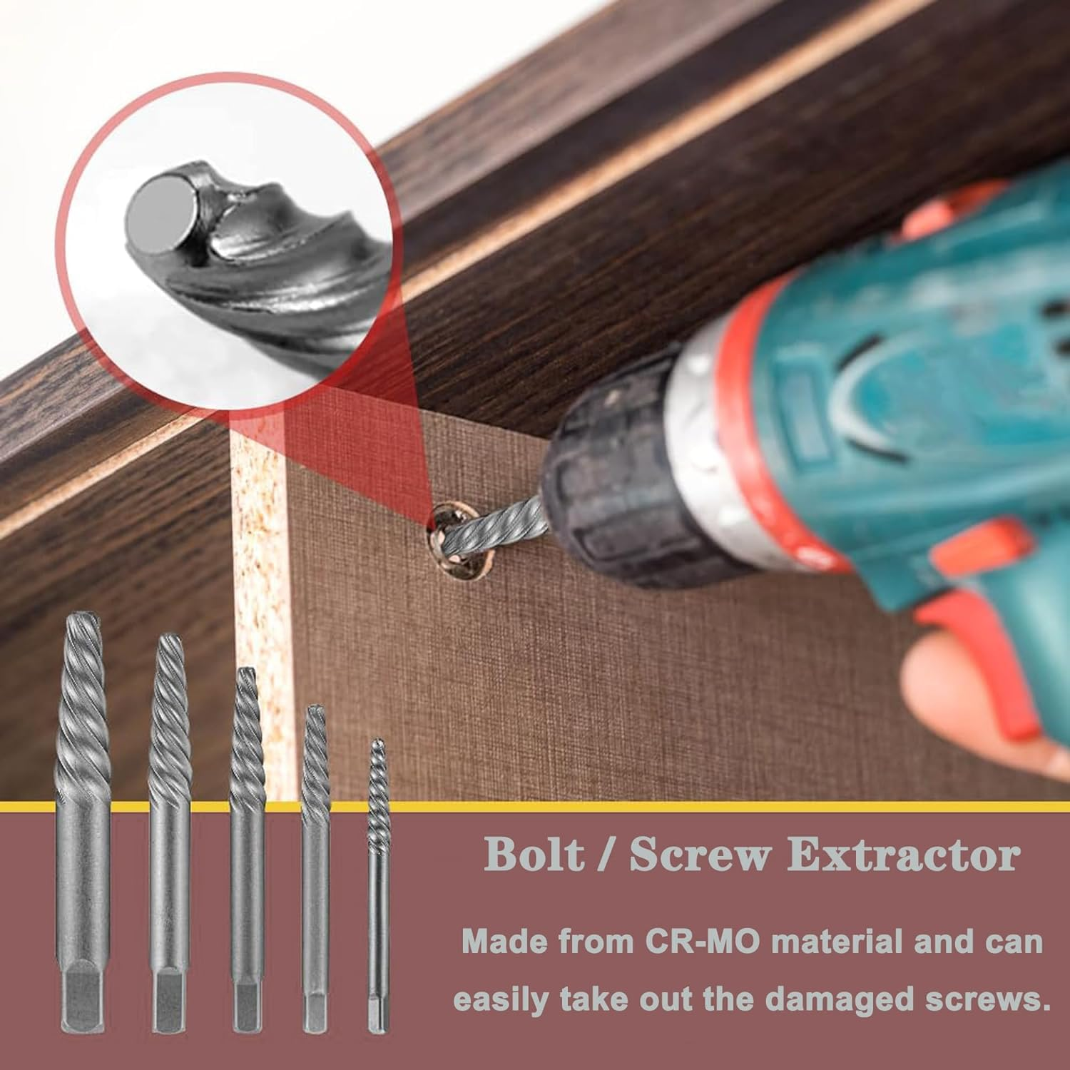 KEWAYO 10Pcs Screw Extractor and Left Hand Twist Drill Bit Set, HSS Steel Drill Bit, Reverse Drill Bit Extractor, for Removing Damaged Broken Screw and Bolt image number 1