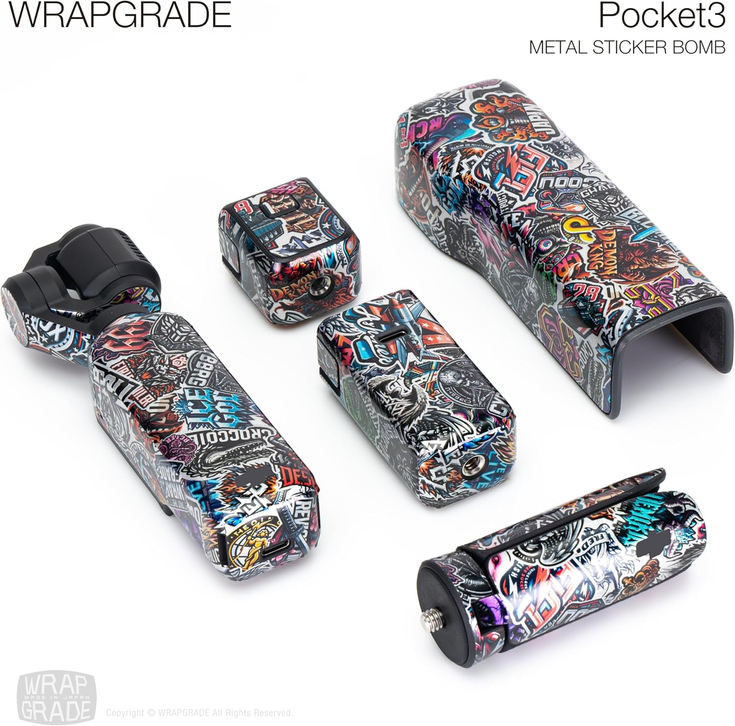 WRAPGRADE Skin Stickers Compatible with DJI Osmo Pocket 3 Decal (Metal Sticker Bomb) - Blue Rustic Metal image number 6