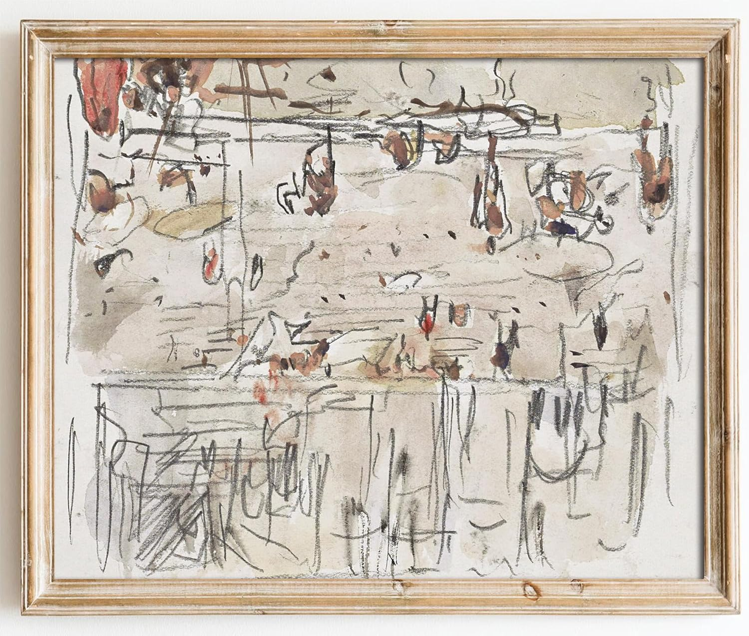 Kizbok Neutral Bird Wall Art Prints, Vintage Birds in Love on a Branch Canvas Painting Prints for Wall Decor, Bedroom Wall Decor Bird Sketch Drawing Art Pictures for Farmhouse Decor, Rustic Vintage