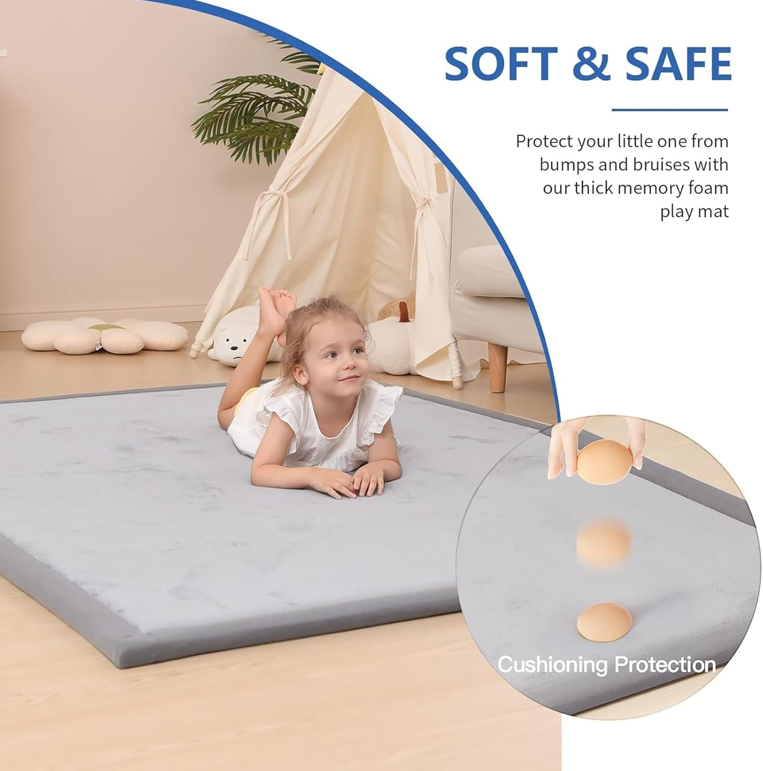 Kids Baby Play Mat, 3Cm Thick Tatami Muscle Mat, Extra Thick Foam Mat for Kids in Tatami Mat Ideal for Crawling, Tummy Time Childrens Playroom Decor, 200 * 200Cm