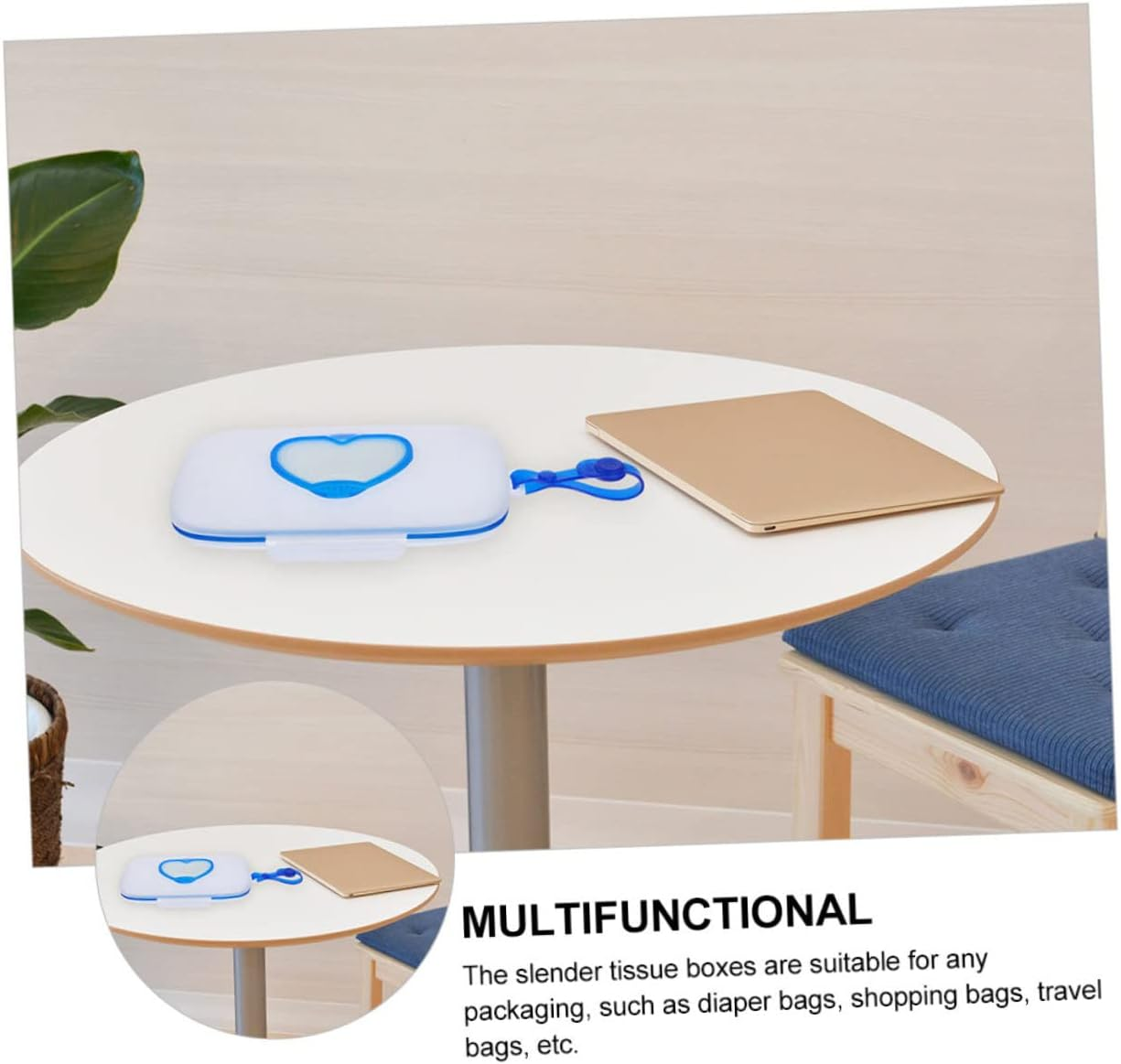 Portable Baby Tissue Case Heart Pattern, Reusable Wipes Holder for Travel, Compact Wipes Storage Box in White and Pink or White and Blue, 2Pcs Set image number 2