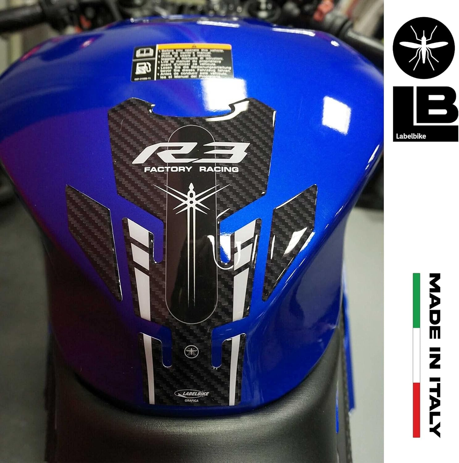 Labelbike - 3D Stciker Tank Pad Resin Protection for Motorcycle Tank Compatible with Yamaha R3 2019-2025 image number 4