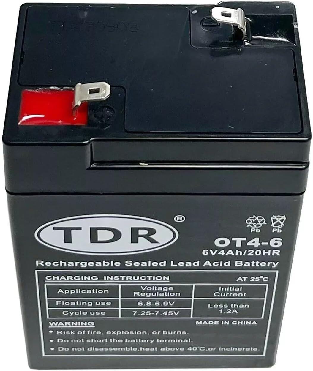 TDR OT4-6 6V 4Ah Gel Battery image number 3