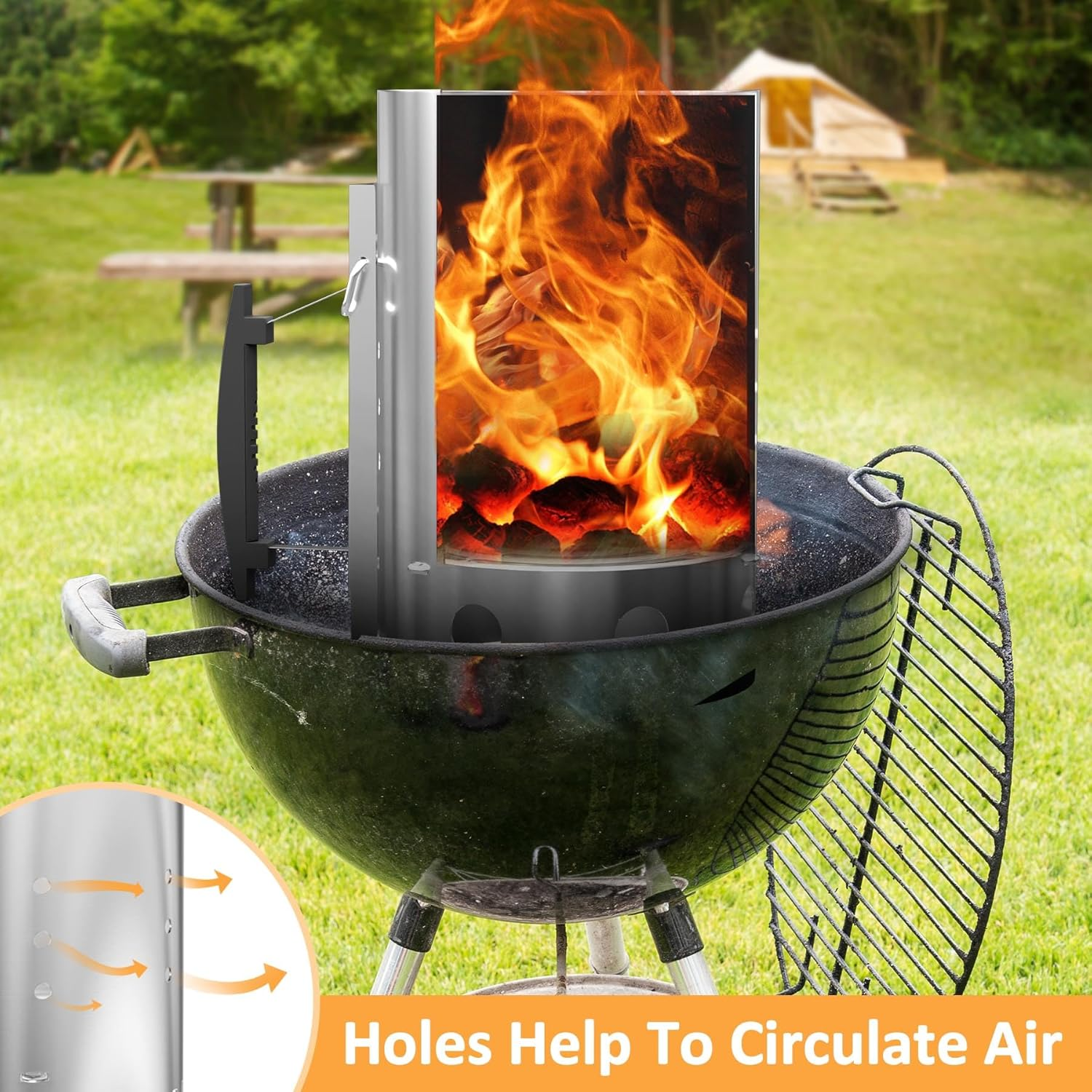 Chimney Starter, Charcoal Starter Chimney, BBQ Charcoal Chimney with Safety Handle for Weber Charcoal Grill Accessories, Replecement for Weber 7416 Chimney Starter