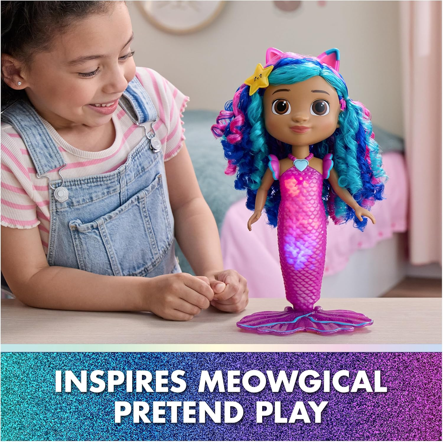 Gabby'S Dollhouse: the Movie, Sing & Shine Mermaid Gabby, Waterproof Mermaid Doll with Lights and Sounds, Kids Toys for Girls & Boys Ages 3 and Up image number 4