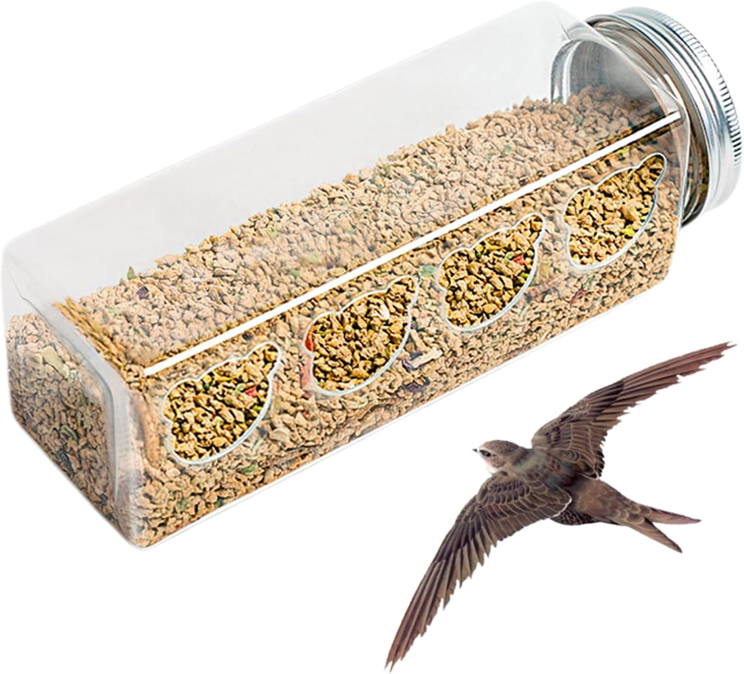 Maciun Quail Feeder - 4 Ports No Mess Chicken Feeder for Brooder - Portable Bottle Shaped Birdfeeders, Cage Accessories for Quail Parrots Budgies Basilisks Finches image number 5