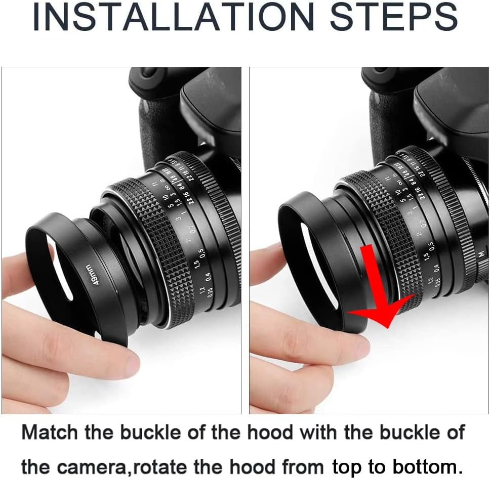 Metal 37Mm Lens Hood & Cap Compatible for Olympus E-M10 Mark III, E-PL7 with Zuiko 14-42Mm Lens, LUMIX G 12-32Mm Lens (1+1 Pack) image number 1