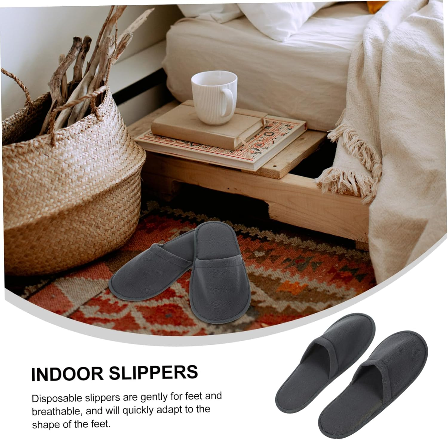 BATHVEVE 6Pairs Comfortable Slippers for Home Travel Disposable Indoor Slippers for Men Women image number 5