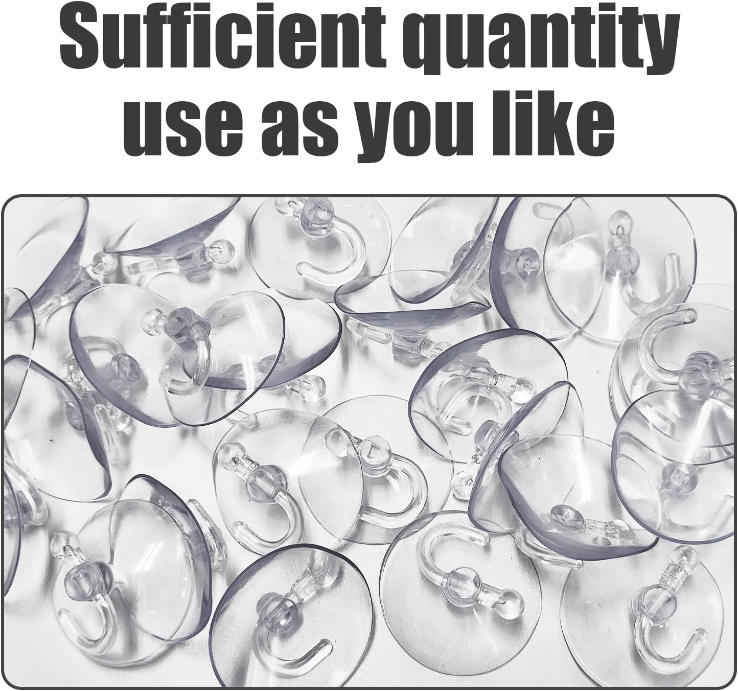 SLEEKEE 40 Transparent Suction Cup Hooks with 4 Cm Diameter and 1 Storage Bag - Ideal for Hanging Bathroom and Kitchen Utensils image number 5