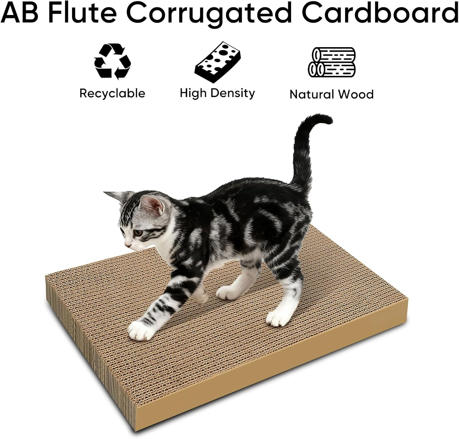 AGYM Cat Scratchers 6 Packs Refill Cat Scratching Pad Cardboard for Indoor Cats and Kitten, Large Size Cat Scratch Pad Board Easy for Cats to Scratch image number 4