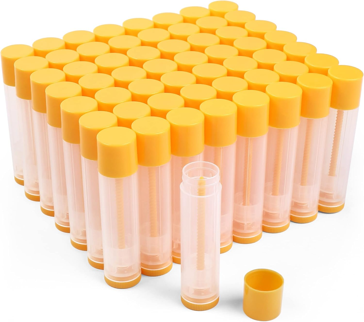 Lotfancy Lip Balm Tubes Empty, 60PCS 5.5Ml (3/16 Oz), Clear Lip Balm Container Tubes with Yellow Caps, BPA Free & Leak Free, Refillable - Purple image number 4
