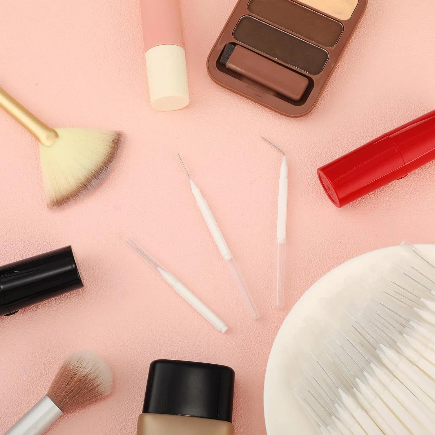 100 Pcs Micro Eyebrow & Eyelash Spoolie Brushes with Cap, Brow Lamination & Eyelash Extension Tools,Makeup Applicators & Comb Multifunctionaltool Kit for Professionals - Ruibex(White) image number 4