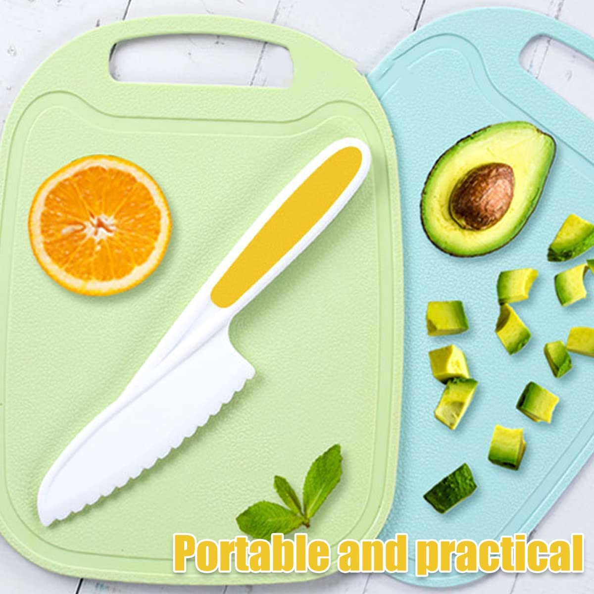 6 Pieces Kids Knife Set for Cooking and Safe Cutting Veggies Fruits, Montessori Kitchen Tools for Toddlers, Chopper, Cutting Fruit and Vegetable