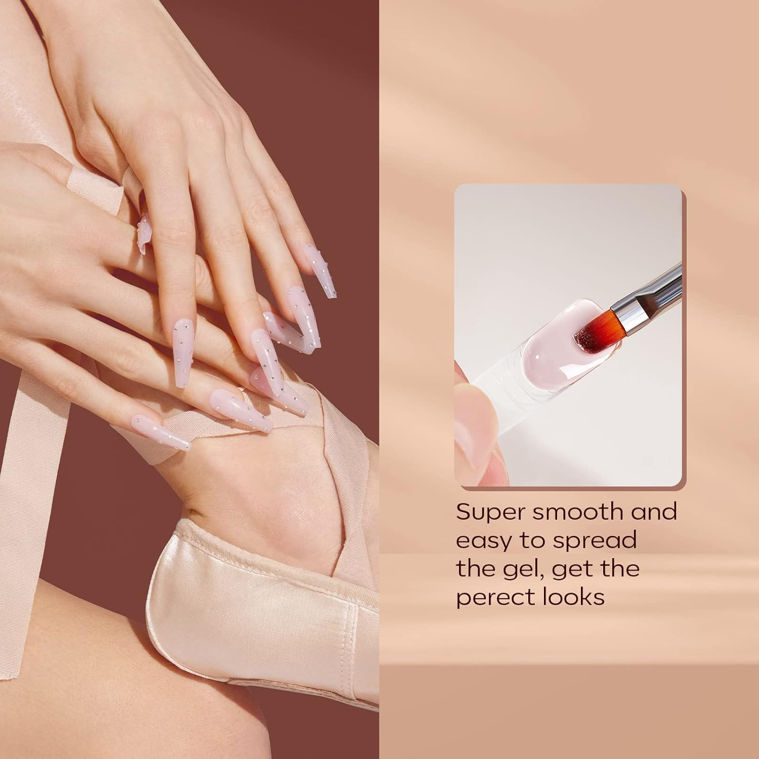 Modelones Poly Nail Gel, 6 Colors Nude Skin Tones Pink Neutral Brown Collection Poly Extension Gel Set Builder Nail Gel French Manicure DIY Design Nail Art Home Salon Beauty Gift image number 4