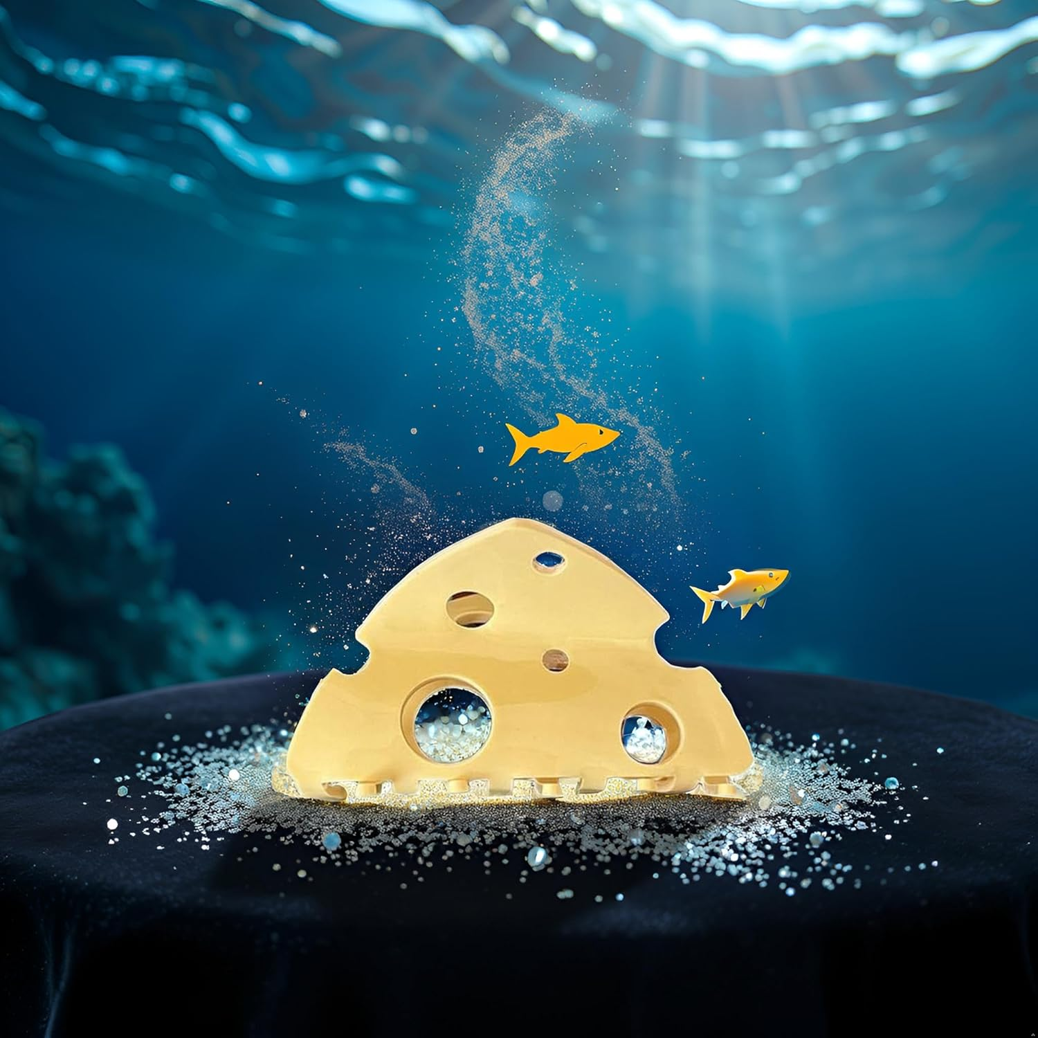 Yellow Hair Clip Headdress Fashion Hollow Shark Clip Cute Cheese Acetate Hair Claw Party for Beauty and Personal Care Hair Accessories image number 3