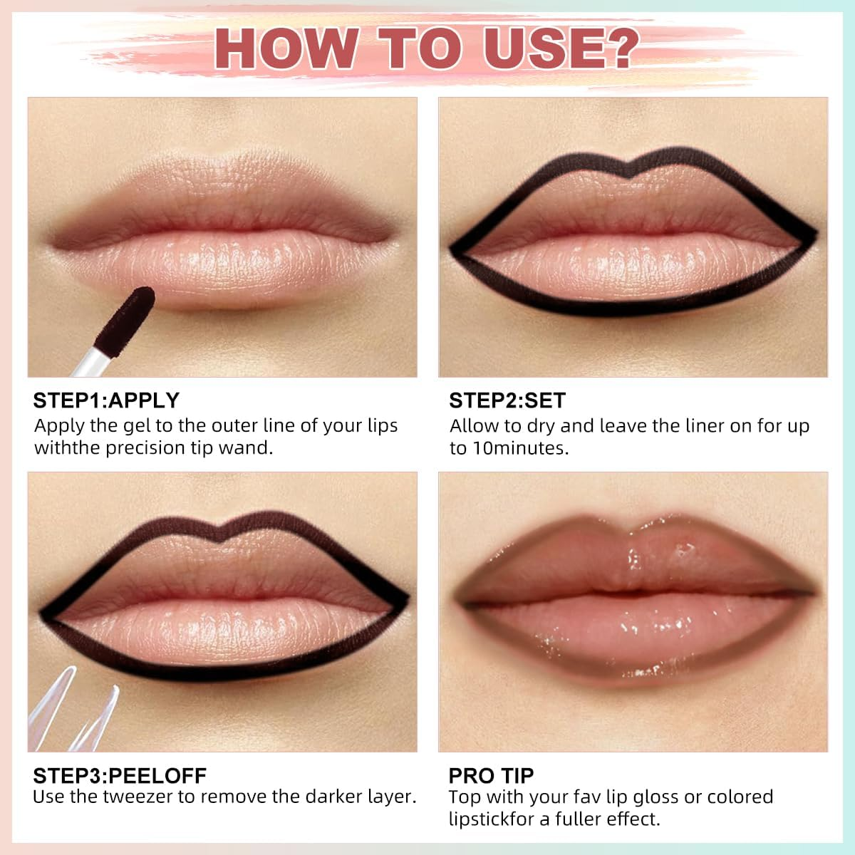 Peel off Lip Liner Stain Long Wear Tattoo Lip Stain Long Lasting, Detachable Pencil Waterproof Transfer-Proof, Highly Pigmented Color Finish Lip Tint Stain (03#Vintage, M) image number 6