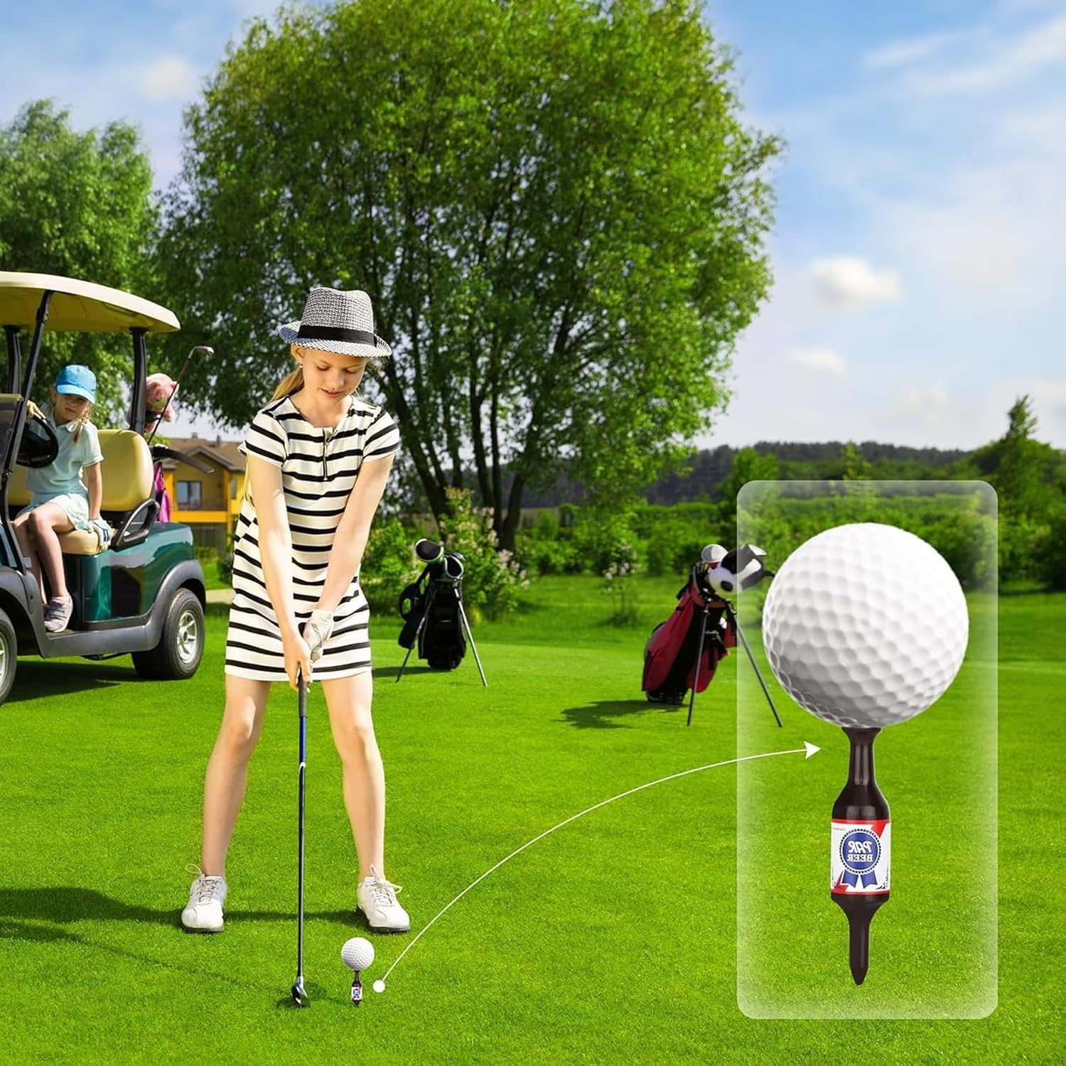 Personalised Golf Tees Mini Beer Bottle Golf Tees 6-Pack - Novelty Golf Accessories with Unique Bottle Design, Durable Plastic Tees for Social Games & Gifts image number 1