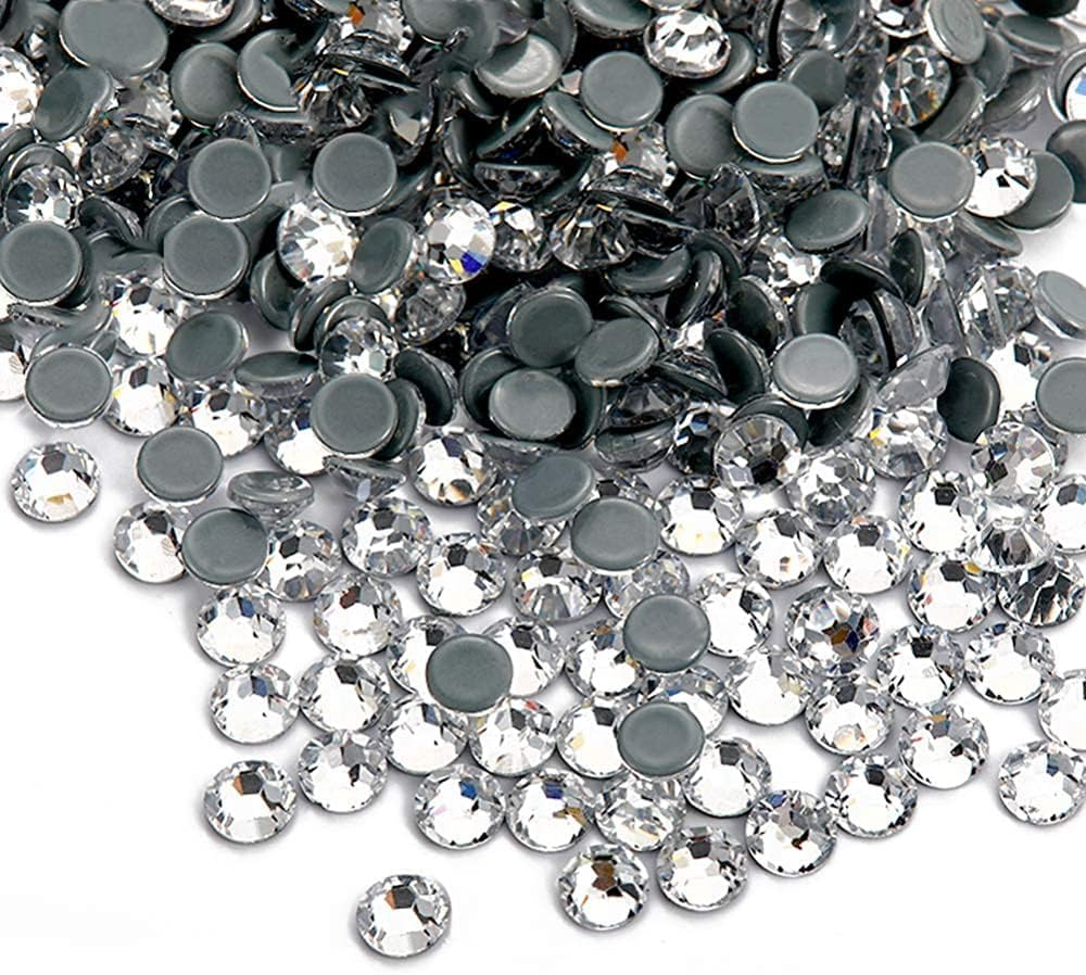 2400 Pieces Mixed Size Crystal Clear Hotfix Rhinestones, Hot Fix Crystals for Crafts Clothing, Flatback Glass Gems for Dance Costumes SS6 SS10 SS16 SS20 SS30