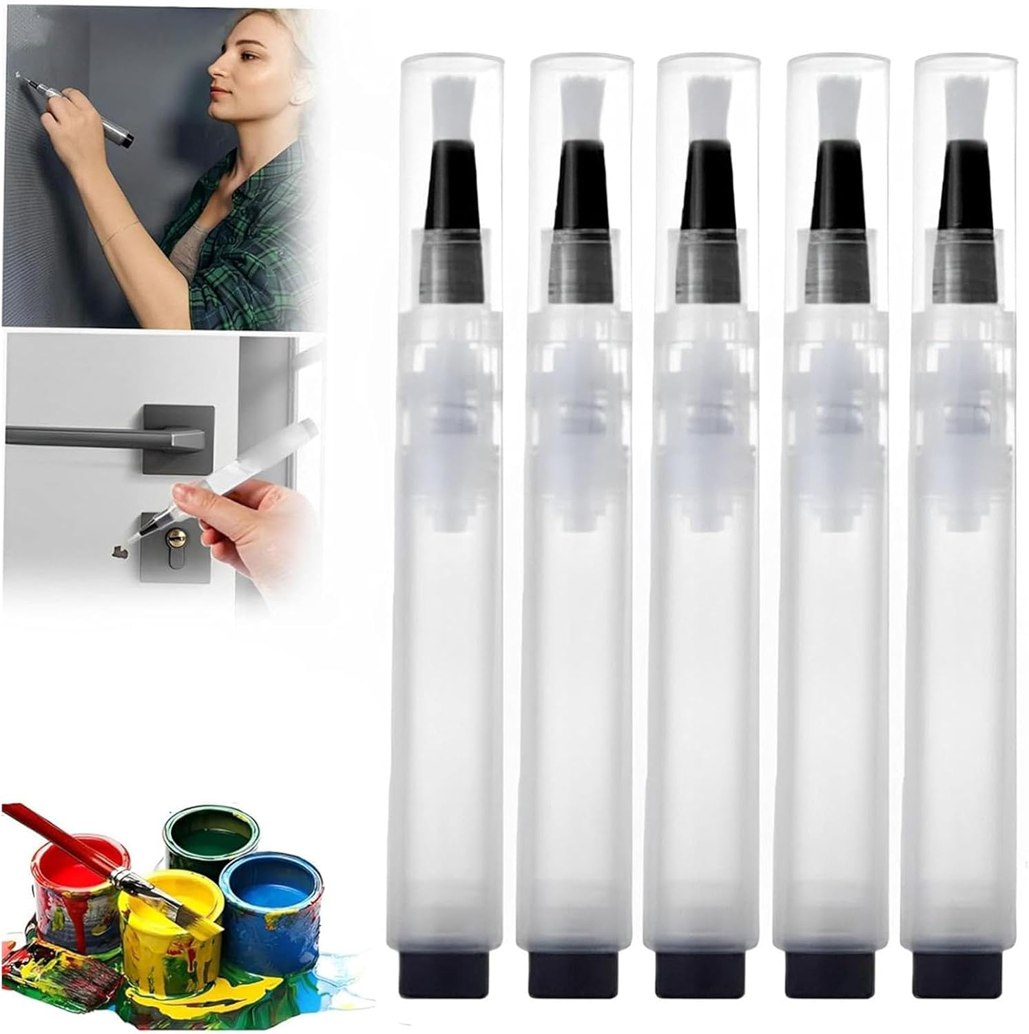 Applicabley Fillable Touch up Paint Pen Brush, Paint Touch up Pens Fillable with Brush, Refillable Touch up Paint Pen Brush, Wall Paint Touch up Pens Fillable, Touch up Paint Pens for Walls (10Pcs)