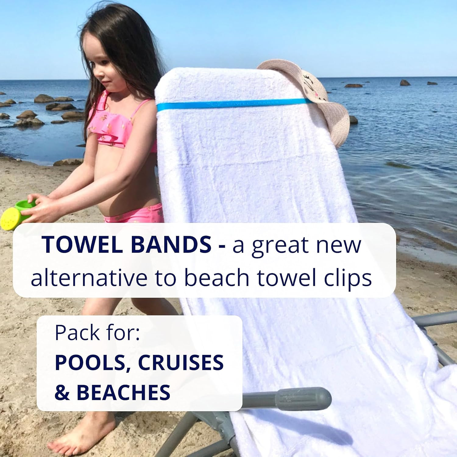 Towel Bands (6 Pack), Made of Sun-Resistant Silicone, a Great Alternative for Beach Towel Clips. Cruise Essentials, Cruise Accessories Must Haves - Pink, Orange, Yellow, Green, Blue, Purple image number 3