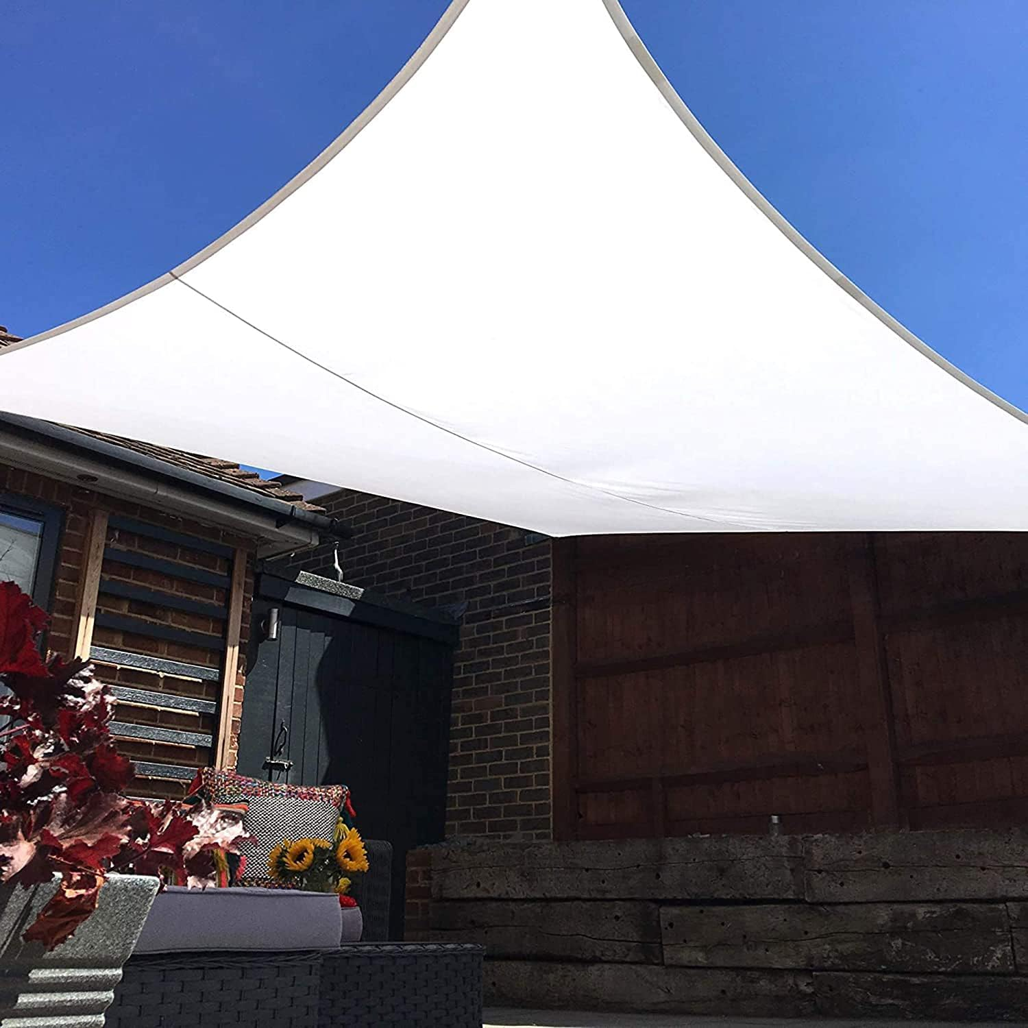White,3X3 M,Jyhcd Outdoor Square Shade Sails,Premium Waterproof Oxford Fabric,95% UV Block,Includes Free Rope and Fixing Kit,Sun Shade Sail Rectangle for Backyard,Garden,Patio,Parties image number 2