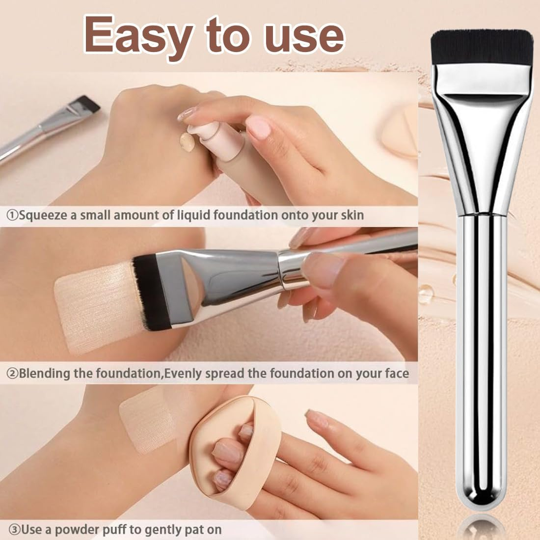 GGUFAY 2 Pieces Foundation Brushes Makeup Concealer Brush Women Liquid Foundation Powder Brush Makeup Brush Women Girls Beauty Gift image number 2