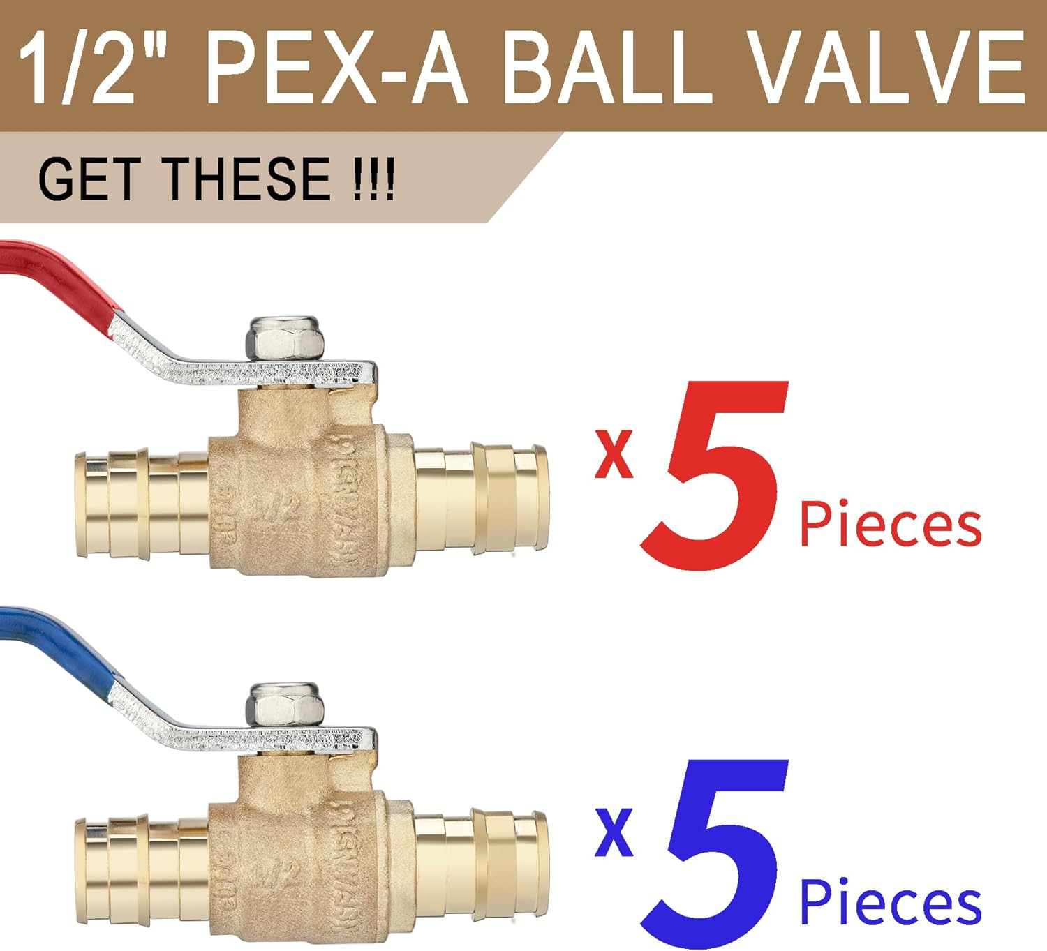 [4 Pieces] Lingmfg 1/2" PEX-A Expansion Ball Valve Shut off Valve LING-BV1-1/2F1960-4 image number 2