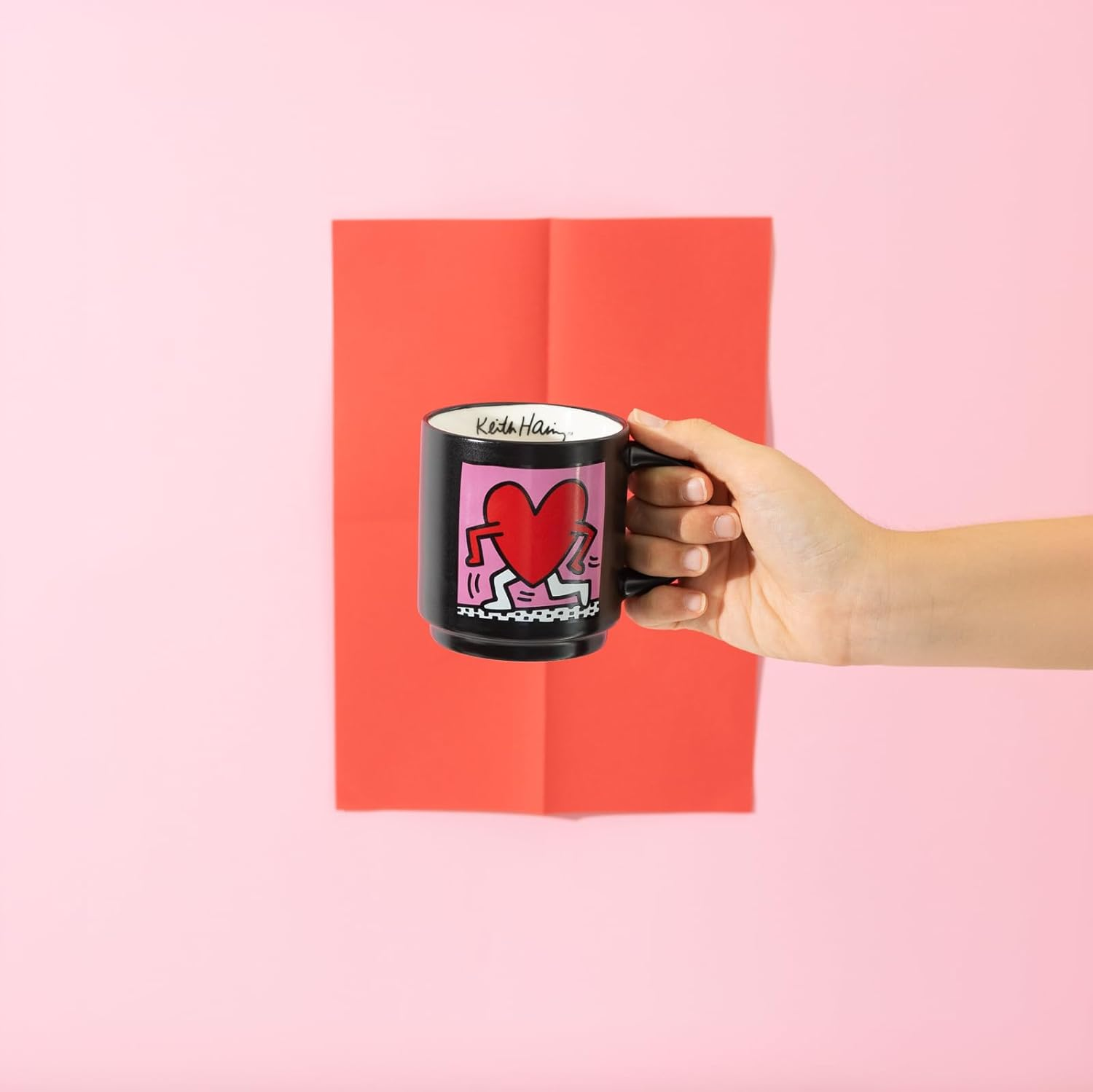 Grupo Erik Mugs Set of 4 Keith Haring | Stacking Mugs with Stand 10.8 Oz - 300Ml Coffee Cups Espresso | Graffiti Art Gifts for Friends, Cool Gifts for Men & for Women image number 4