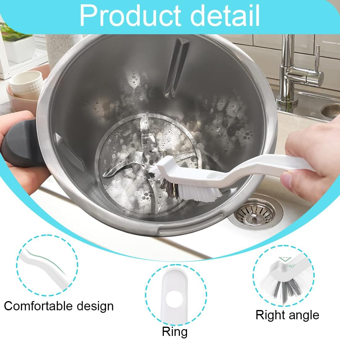 3-Piece Set Cleaning Brush for TM31 TM5 TM6 TM21 Mixing Pot Brush Knife Brush Cup Brush Accessory Tool for Mixing Pot Mixing Pot Fair image number 4