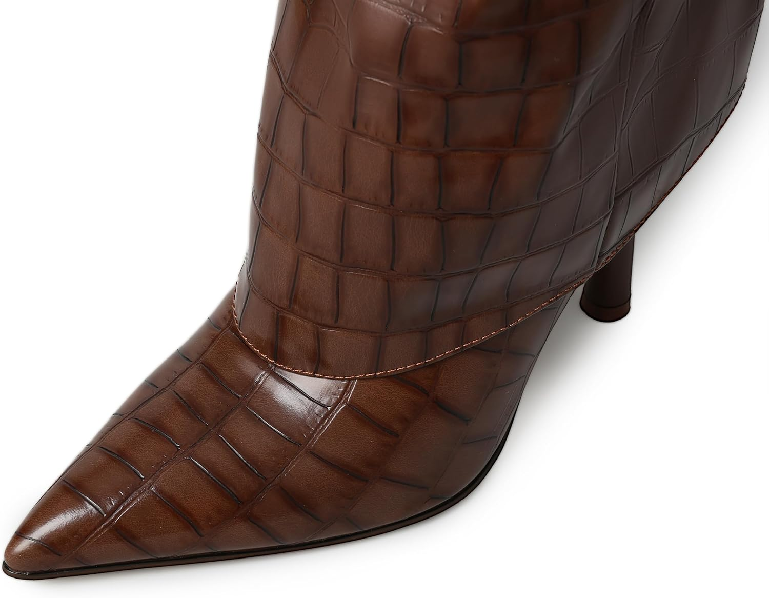 Oiamenne Knee High Boots Women'S Fold over Boots Pointed Toe Stiletto Heel Tall Boots Slip on Sexy Long Boots Fashion Dress Boots for Women image number 1