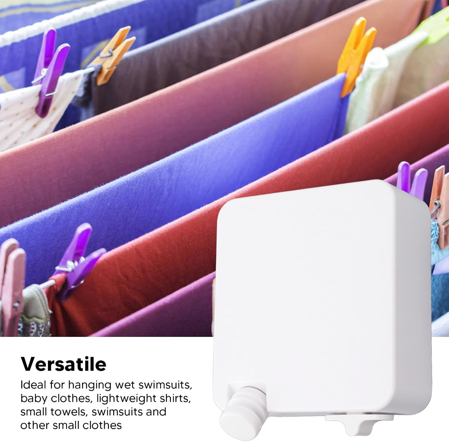 Clothes Line Retracting 6M/6.6Yd, Wall Mount Retractable Clothesline for Indoor Outdoor Backyard, Apartment Clothes Drying Rope String for Hanging Laundry, 25Kg Load Bearing image number 3