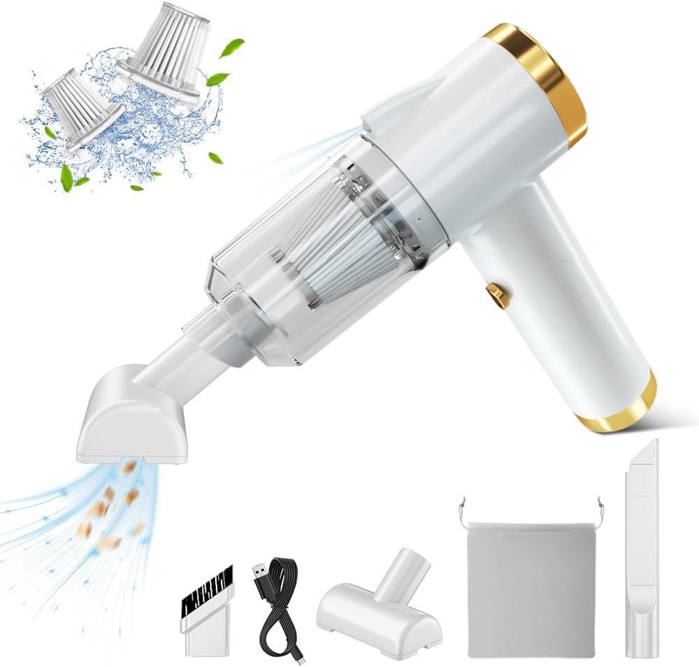 Ekbas Car Vacuum Handheld 9000PA Suction Cleaner with LED Light,Car Cordless Rechargeable,Portable For