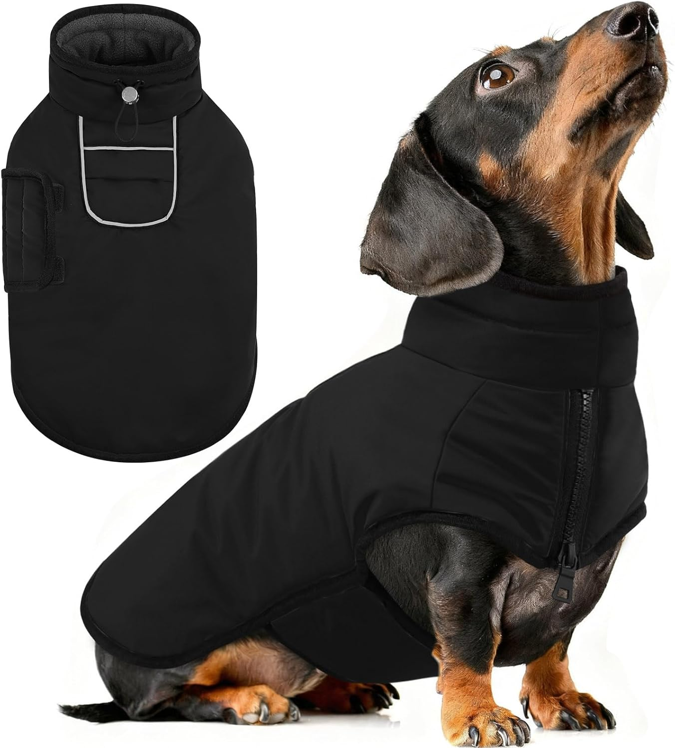 AOFITEE Dog Coat, Warm Dog Winter Jacket for Small Dogs, Reflective Dog Coat with Integrated Harness, Waterproof Fleece Dog Coat with Turtleneck for Yorkshire, West Highland