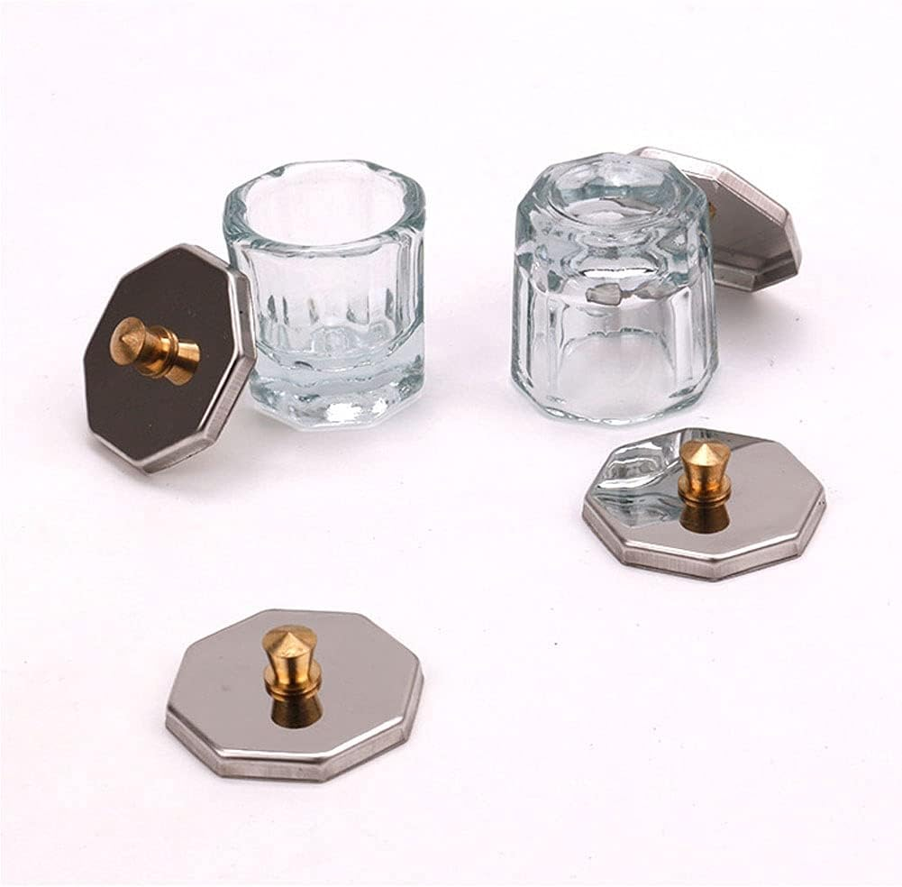 Dish Glass Crystal Cup, 3 Pcs Glass Dappen Dish, Powder Nail Crystal Cup, Lid Nail Art Acrylic Liquid, Glass Cup, Liquid Powder Nail Crystal Bowl, Can Be Used for Nail Care image number 4
