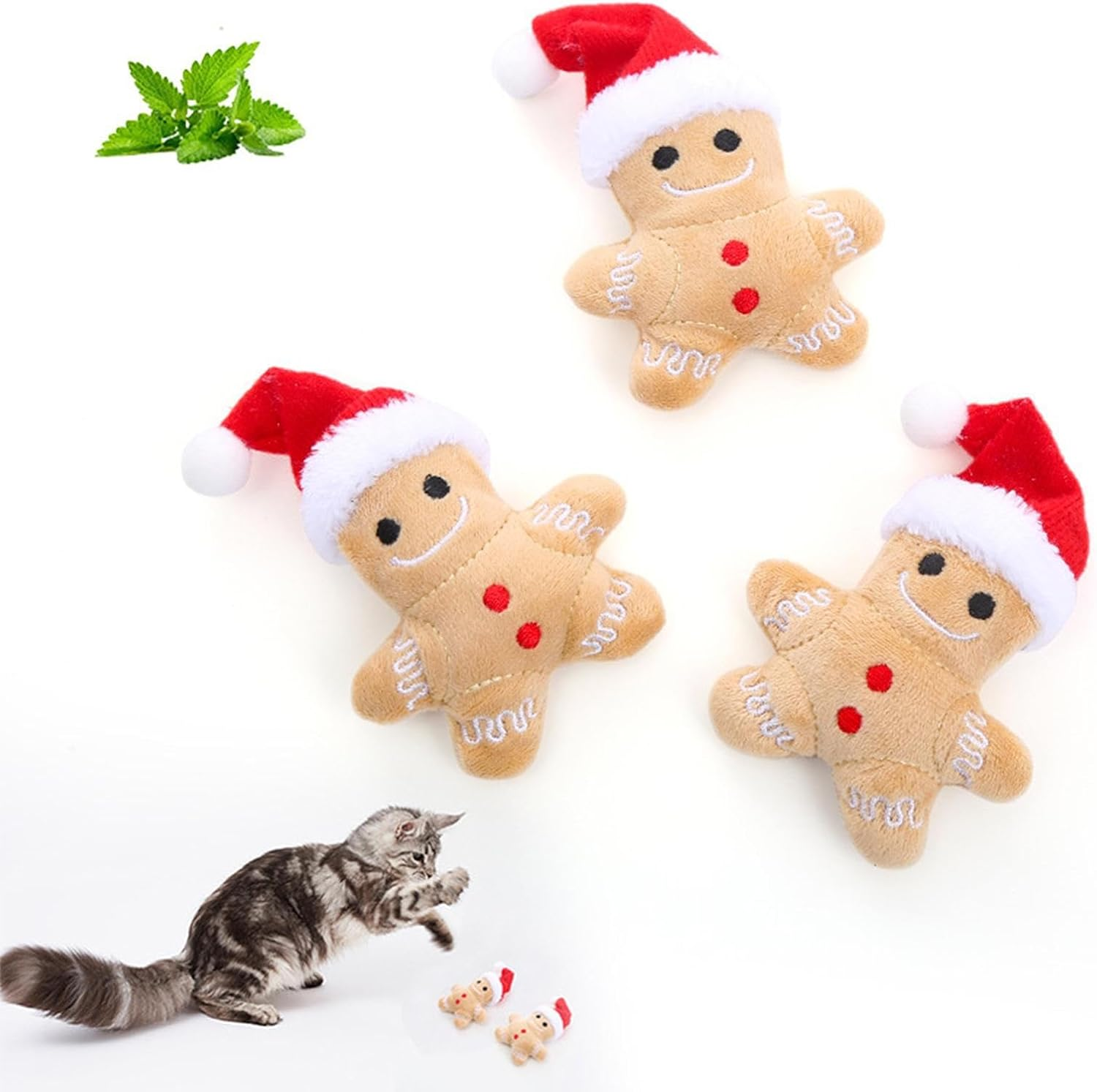 Gingerbread Man Chew Toy | Portable Stuffed Catnip Toys for Cats Interactive, Cat Teething Toy Reduce Boredom and Unease Kitten Teething Toys, Cat Pet Toys Ngumms image number 6