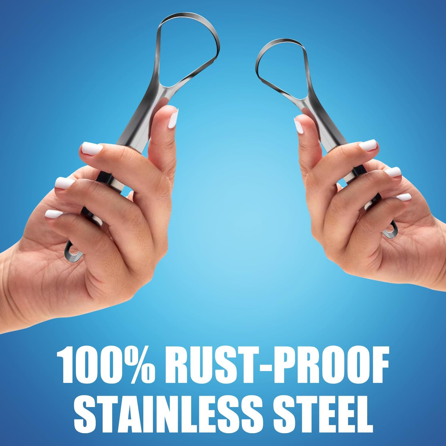 Tongue Scraper (2-Pack), Cure Bad Breath (Medical Grade), Stainless Steel Tongue Cleaners, 100% BPA Free Metal Tongue Scrapers for Fresher Breath in Seconds image number 1