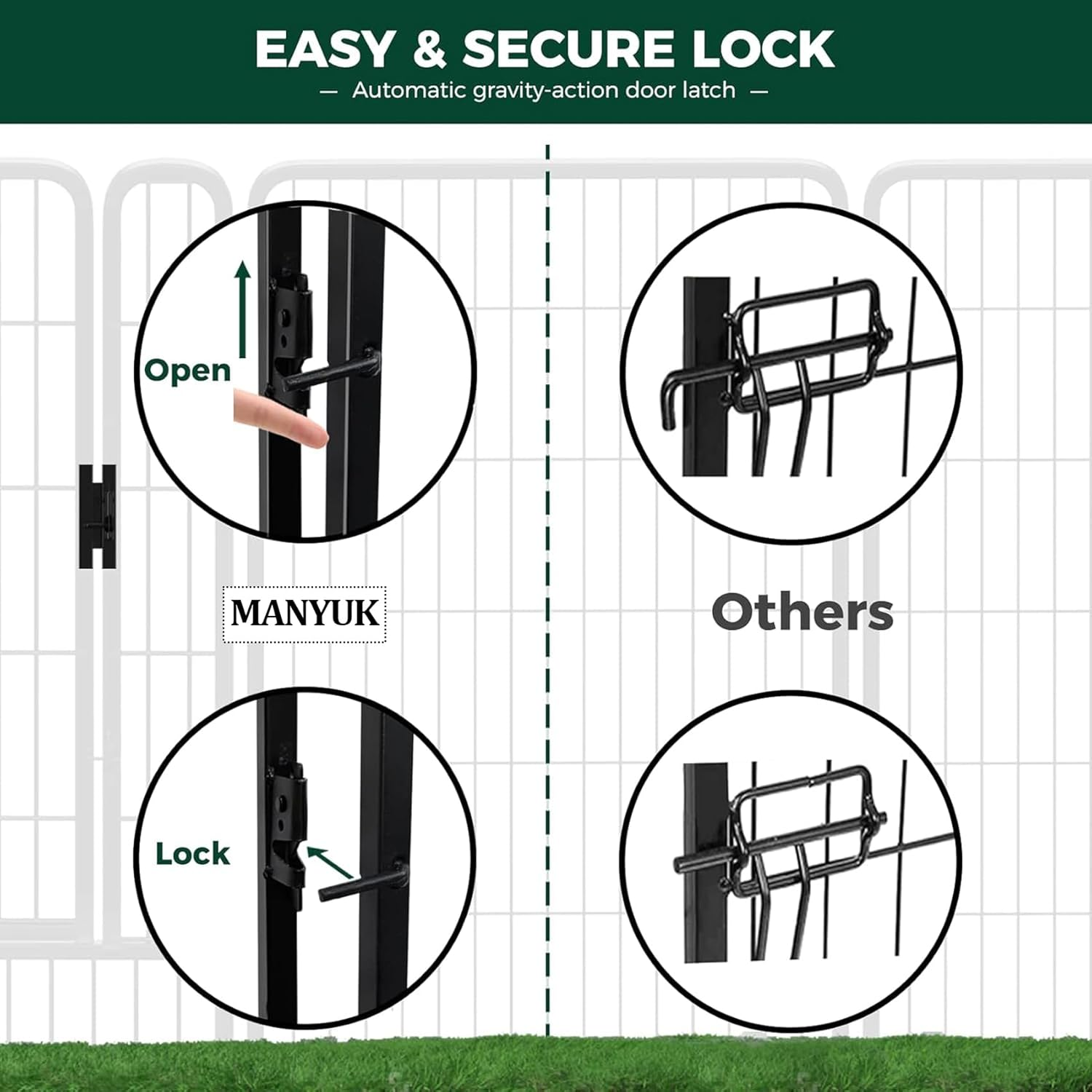 Black Dog Playpen, Metal Exercise Pet Playpen Fence for Yard RV Camping, 81Cm Height, 8 Panels Fence image number 3