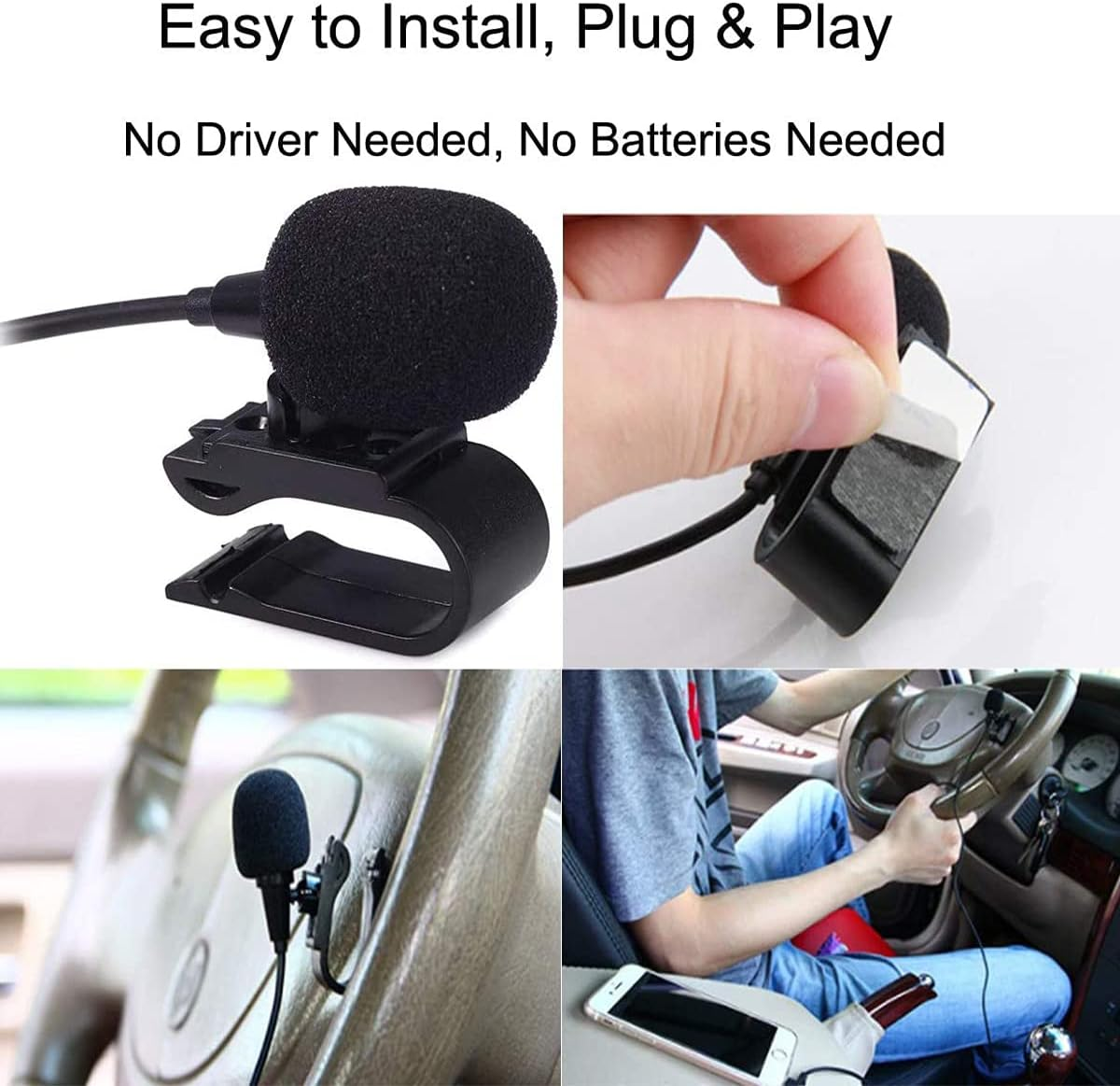 MICMXMO 3.5Mm Car Microphone, Mic for Car Vehicle Head Unit GPS DVD Bluetooth Enabled Stereo Audio Radio Assembly Mic with 3M Cable, Plug and Play image number 3