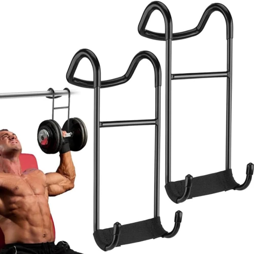 2PCS Dumbbell Spotter Hooks, Heavy Duty Dumbbells Rack Attachments, Hanger Barbell for Home Gym Exercise Dumbbell Spotter Hanger for Shoulder Bench Press image number 2